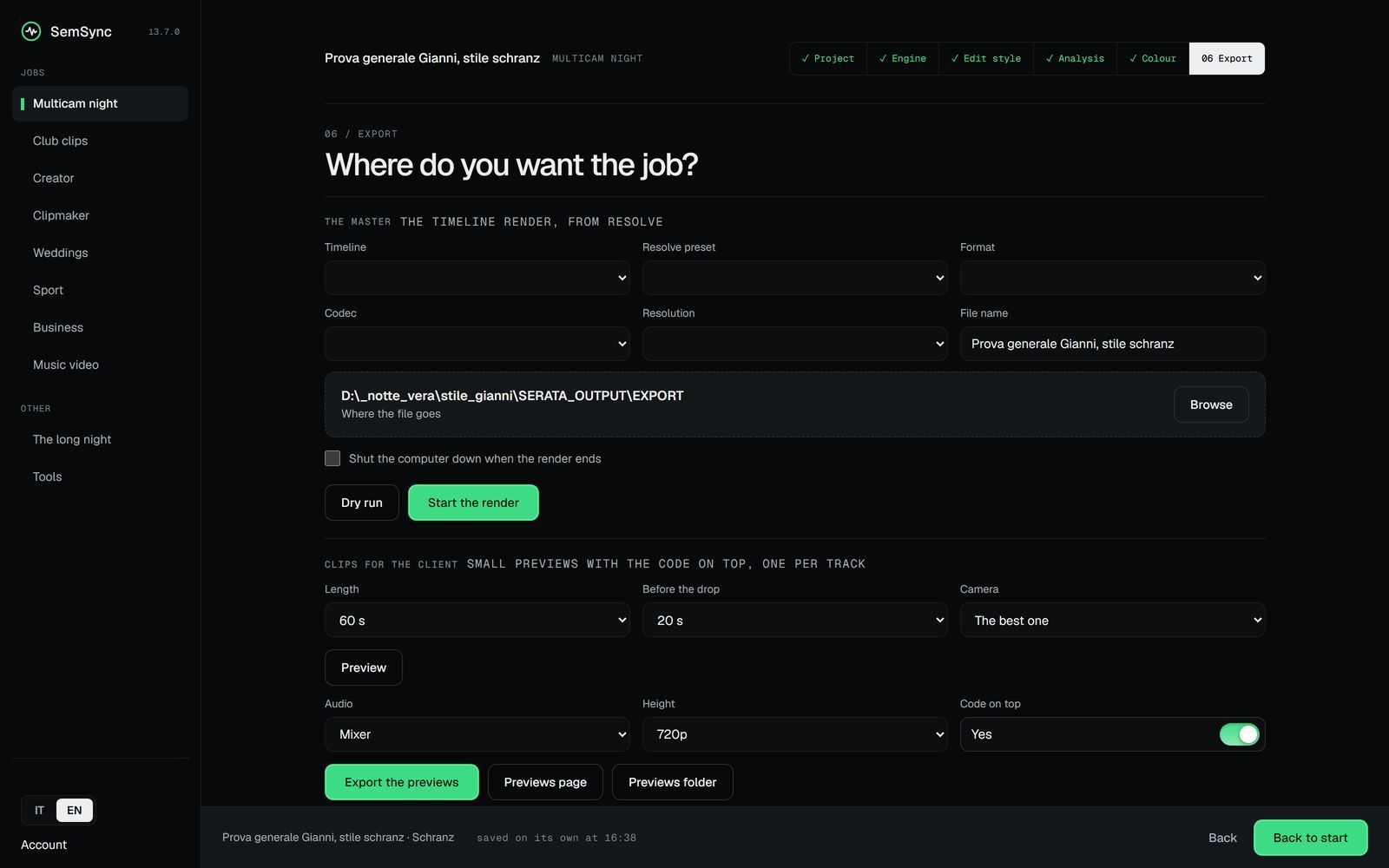 SemSync, the export: where you want the job