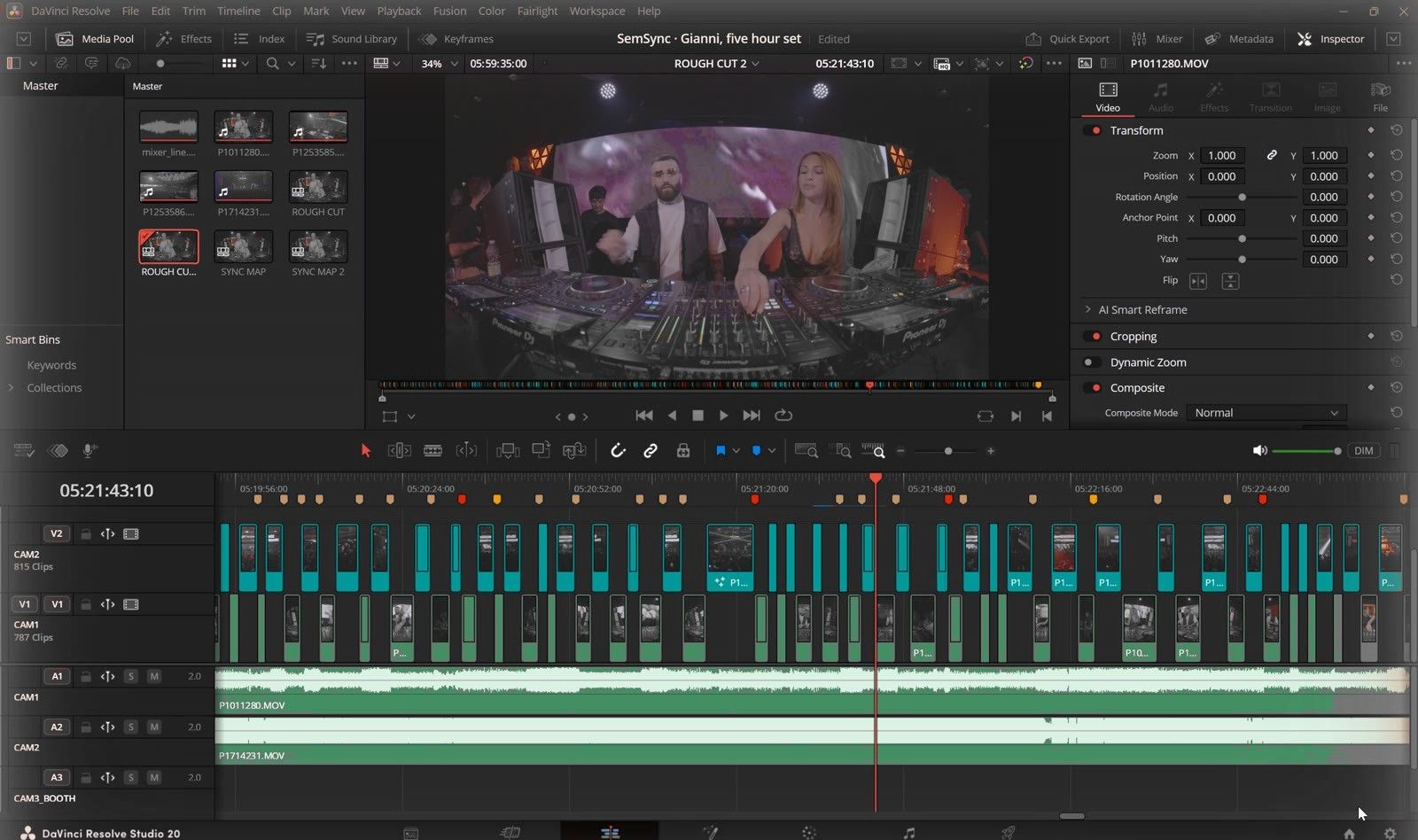 The finished edit on the DaVinci Resolve timeline